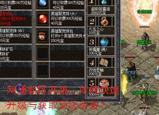 网通新区开服,如何快速升级与获取顶级装备? 网通新区开服,如何快速升级与获取顶级装备?