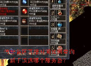 传奇各区开服时间如何查询?新手该选哪个服务器? 传奇各区开服时间如何查询?新手该选哪个服务器?